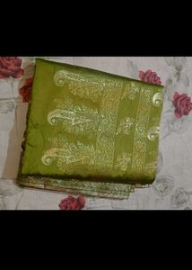 Pure Zari Silk Saree Mehendi Colour