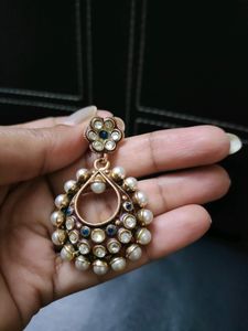 Kushals Polki Look Alike pearl Earrings .
