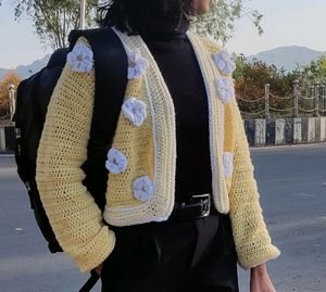 Handmade multicolour crochet top and cardigan for winters