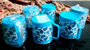 Set of 6 Printed Steel Cups