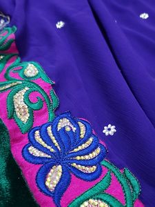 Saree With Embroidery And Stones Work Velvet Boder