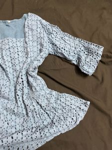 Light Blue Eyelet Top worn once