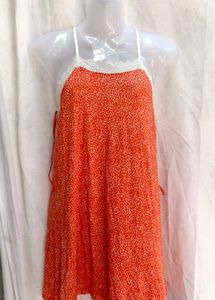 I. Orange Print Mini Dress