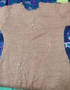 Badami Color Long Sweater For Girls