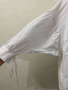 Zara White Tie-Front Blouse