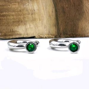 925 sterling silver Garnet Moissanite Hoop Earring