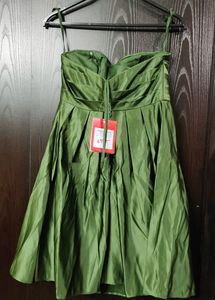 Silk Satin Flared Mini Dress / New With Tag