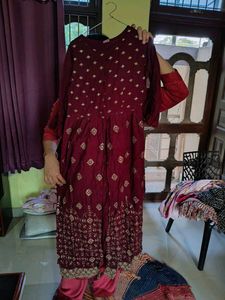 Ethnic Gown Cum Front Cut Kurti With Pant