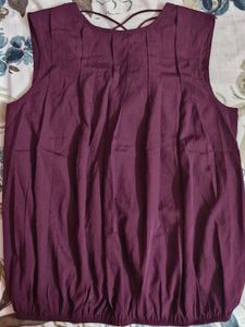 Marron Sleeveless Top With Beautiful Back Details