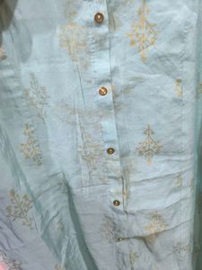 Sky Blue Golden Detailed Kurti.