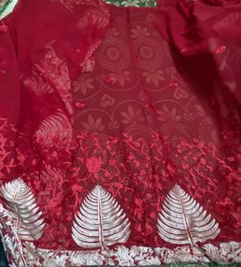beautiful maroon saree with stitched blouse