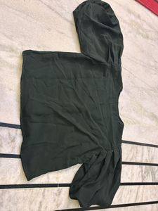 Beautiful Forest Green Color Balloon Sleeve Top