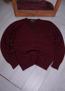 Ralph Lauren Burgundy V-Neck Sweater