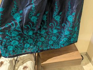 Elegant Navy Blue Embroidered Gown