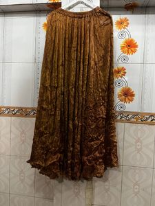Heavy Crinkle Golden Long Skirt/ Lehenga