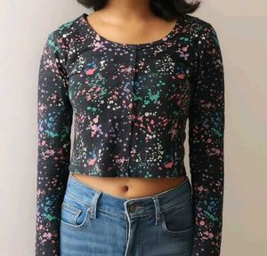 Abstract Print Crop Top