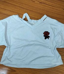 Cotton Embroidery Rose Short Sleeve