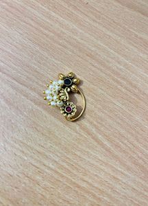 Elegant Gold-Tone Marathi Nose Ring