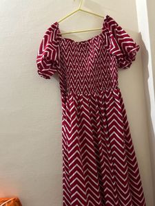 Chevron Print Midi Dress