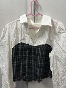 Black & White Cropped Blouse