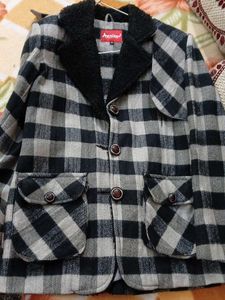Designer Silver And Black Box Coat