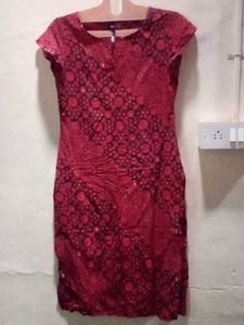Blue Red Printed Kurti