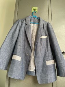 Blue Linen Blend Blazer