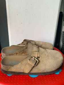Tan Suede Clogs - Size 3.5