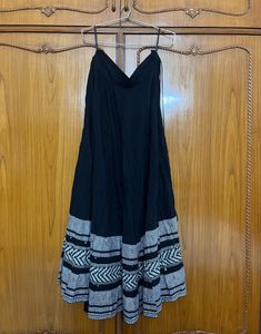 W Printed Flared Long Skirt