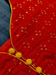 Red Sequined Embroidered Blouse