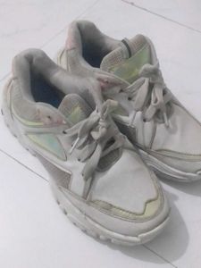 White Lace-up Sneakers
