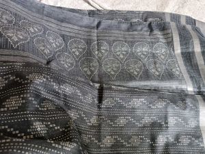Elegant Gray &amp; Silver Sari