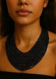 Charcoal Rainbow Beaded Statement Necklace
