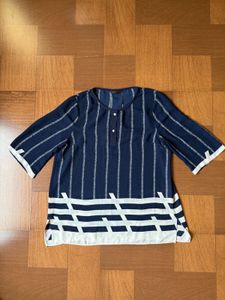 Navy Blue/White Top - M (95cm Bust)
