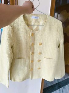 Sales🔥Tweet Cream And Yellow Blazer💕