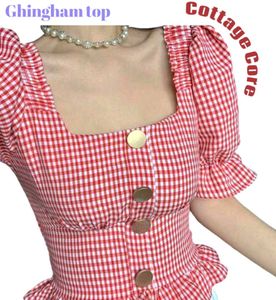 Red Gingham Peplum Top