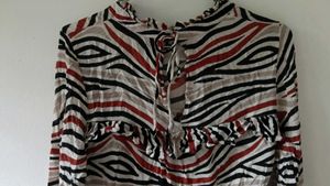 Zebra Print Ruffle Blouse