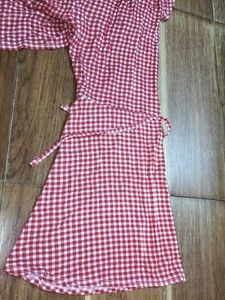 Red Gingham Peasant Top