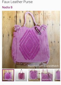 New - Handcrafted Pink Tassel Faux Leather Tote