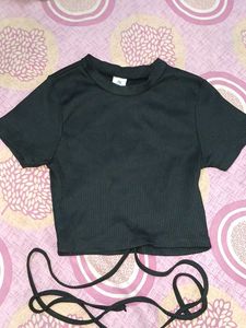 Ribbed Black Crop Top