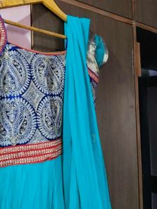 Turquoise Embellished Anarkali