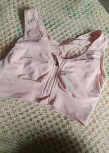 Peach Zip Front Sports Bra