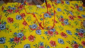 Floral Print Yellow, Black, &amp; Brown Gown(Maksi)