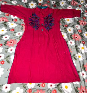 Lovely Pink Kurta XL Size Knee Length