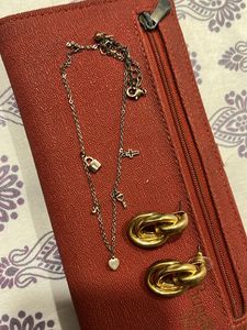 Charm Necklace with Heart, Key, Cross, and Lock