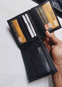 New Trendy Mens Black Genuine Leather Wallet
