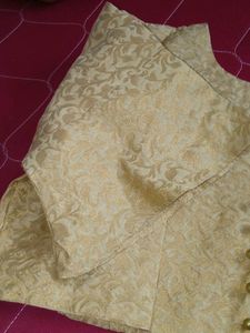 Gold Silk Blouse With Neck Buttons