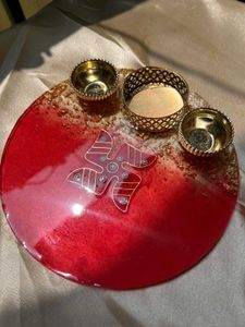 Red Swastik Thali Resin