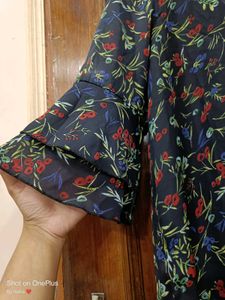 Black Colour Floral Print Fancy Top