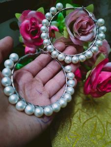 Pearl White Hoop Earrings